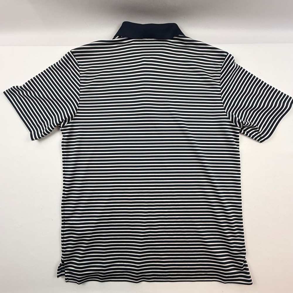 Adidas Whistling Straits Mens Navy Blue White Striped Golf Polo Shirt Size M - Picture 2 of 10